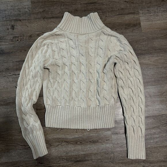 Vintage Polo Jeans Co Womens Large Button Cardigan Sweater Cable Knit Cream - Picture 2 of 6